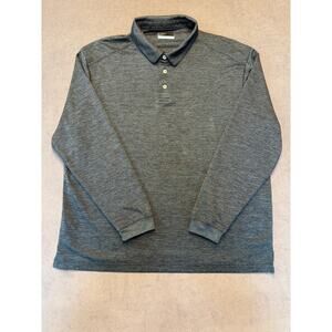 PGA Tour Polo Long Sleeve Heathered Blue Mens Size XL